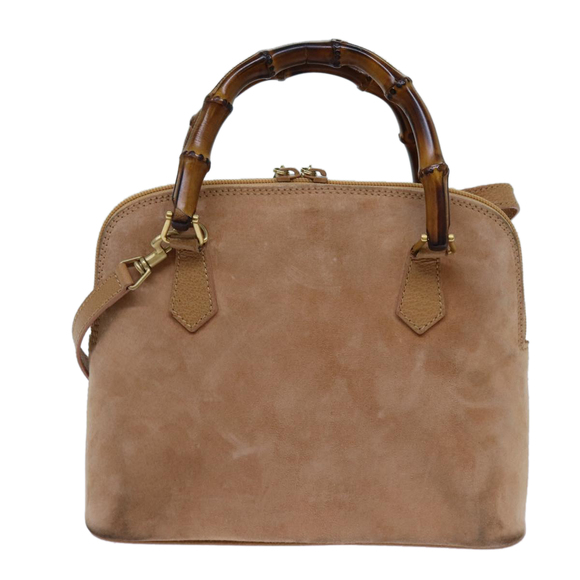 GUCCI Bamboo Hand Bag Suede 2way Brown Auth 71164 - Picture 13 of 16